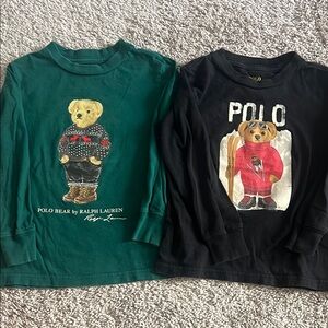 Ralph Lauren Kids' Green and Black Polo Bear Long Sleeve Shirts